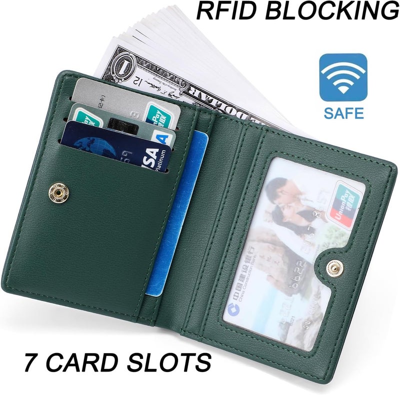 Altally Small Women Wallet RFID Blocking Bifold Pocket Wallet Slim Compact Ladies Purse Mini Wallets For Women (Dark Green) - Image 3